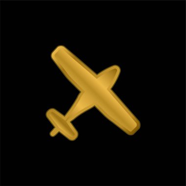 Uçak altın kaplama metalik simge veya logo vektörü