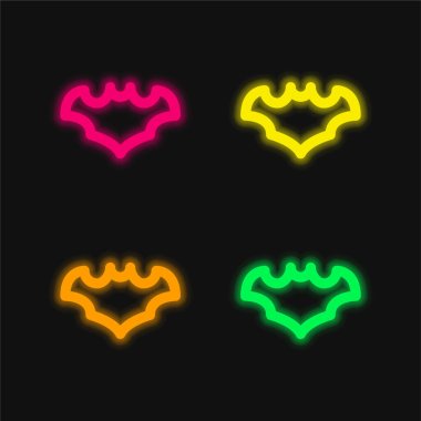 Yarasa dört renk parlayan neon vektör simgesi