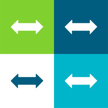 Çift yönlü Ok Düz 4 renk minimal simgesi seti