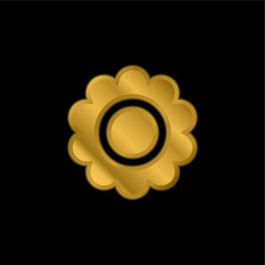 Çiçek açan altın kaplama metalik simge veya logo vektörü