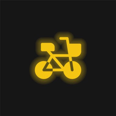 Bisiklet sarı parlayan neon simgesi