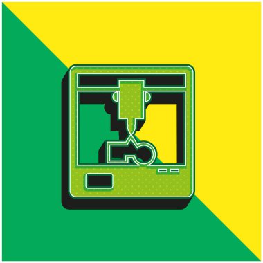 3d Yazıcı Bir Pencerenin Meydanında Yeşil ve Sarı Modern 3D vektör logosu