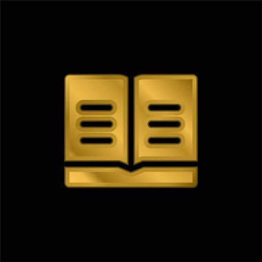 Kitap altın kaplamalı metalik simge veya logo vektörü
