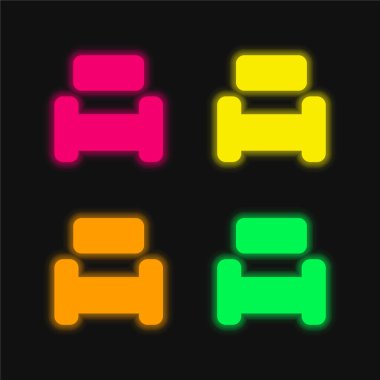 Koltuk dört renkli parlayan neon vektör simgesi