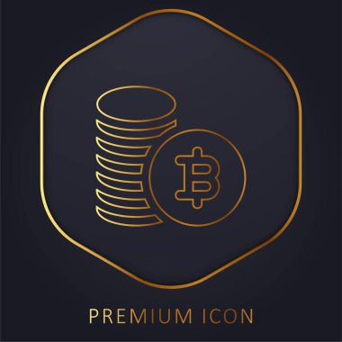 Bitcoin altın çizgisi prim logosu veya simgesi