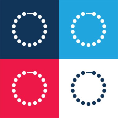 Bileklik mavi ve kırmızı dört renk minimal simge kümesi