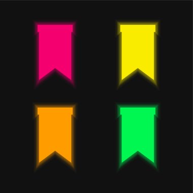 Yer imi dört renk parlayan neon vektör simgesi