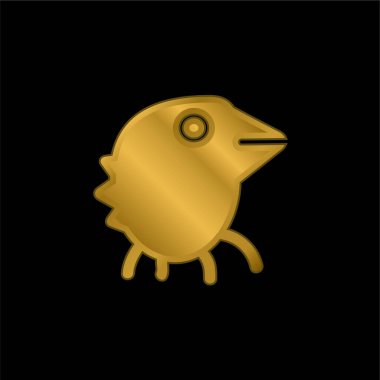 Bird Monster gold plated metalic icon or logo vector clipart