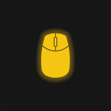 Big Computer Mouse yellow glowing neon icon clipart