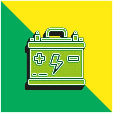 Pil Yeşil ve Sarı modern 3D vektör simgesi logosu