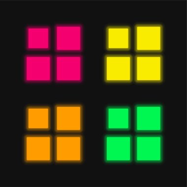 Array four color glowing neon vector icon clipart
