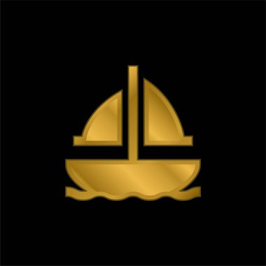 Tekne altın kaplamalı metalik simge veya logo vektörü