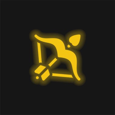 Bow yellow glowing neon icon clipart