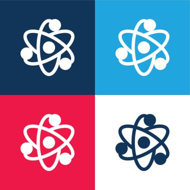 Atom mavi ve kırmızı dört renk en küçük simge kümesi
