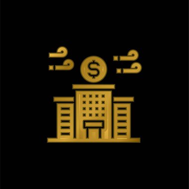 Banka altın kaplamalı metalik simge veya logo vektörü