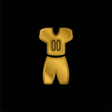 Amerikan Futbolu Giysileri Altın kaplama metalik ikon veya logo vektörü