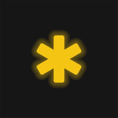 Asterisk sarı parlak neon simgesi