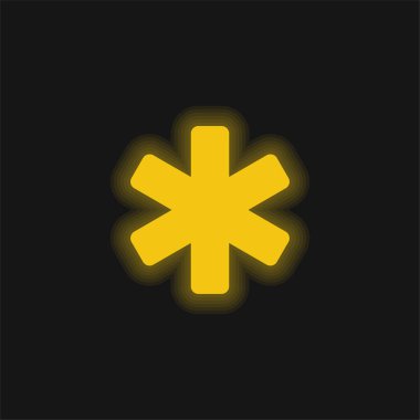 Asterisk yellow glowing neon icon clipart