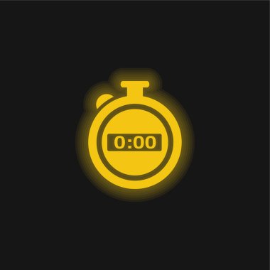 Black Stopwatch yellow glowing neon icon clipart