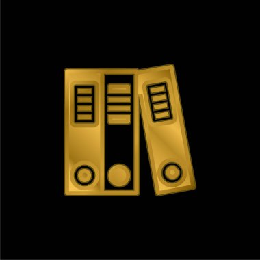 Altın kaplama metalik simge veya logo vektörünü arşivle