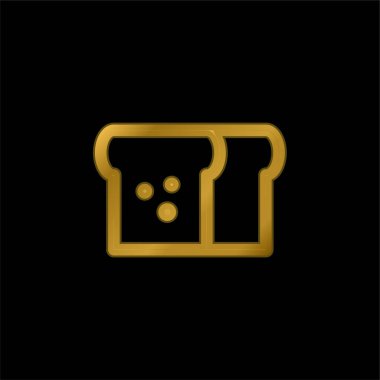 Ekmek altın kaplama metalik simge veya logo vektörü