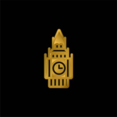 Big Ben altın kaplama metalik simge veya logo vektörü