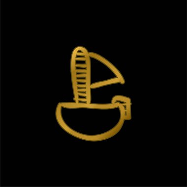 Oyuncak altın kaplama metal ikon veya logo vektörü teknesi