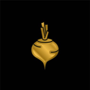 Pancar kökü altın kaplama metalik simge veya logo vektörü