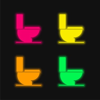 Banyo dört renk parlayan neon vektör simgesi
