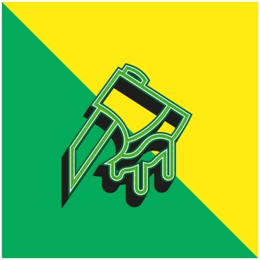 Balta Kesme Hayvan Yeşili ve Sarı 3D vektör simgesi