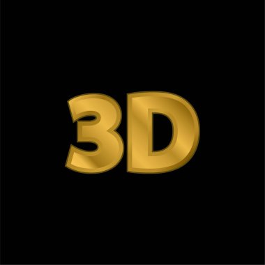 3B Metin altın kaplama metalik simge veya logo vektörü