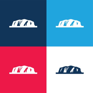Ayers Rock blue and red four color minimal icon set clipart