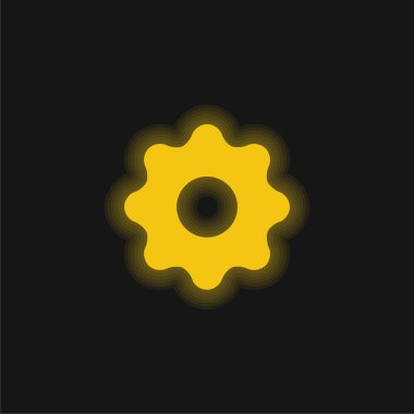 Siyah Ayarlar Düğmesi Sarı parlak neon simgesi