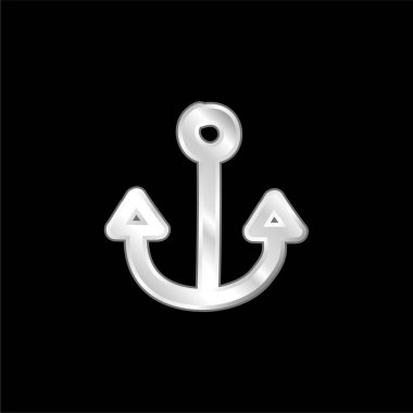 Anchor Hand Drawn Tool silver plated metallic icon clipart