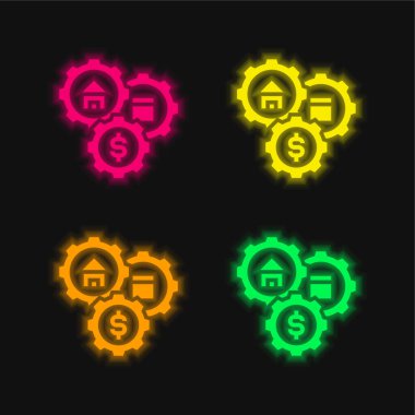 Assets four color glowing neon vector icon clipart