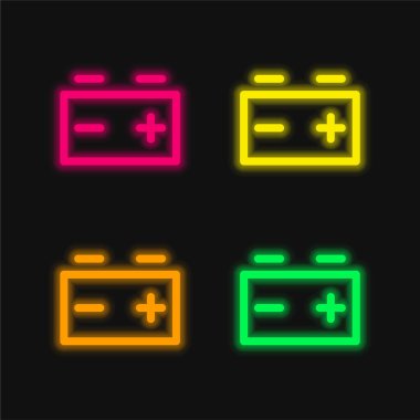 Pil dört renk parlayan neon vektör simgesi