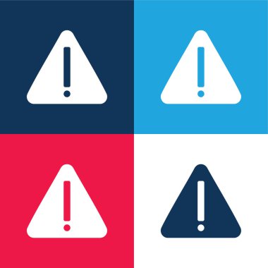 Attention blue and red four color minimal icon set clipart