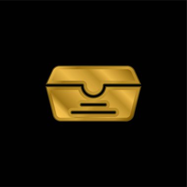 Kutu altın kaplama metalik simge veya logo vektörü