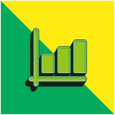 Çubuk Grafik Yeşil ve Sarı 3D vektör simgesi logosu