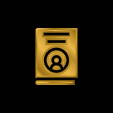 Kitap altın kaplamalı metalik simge veya logo vektörü