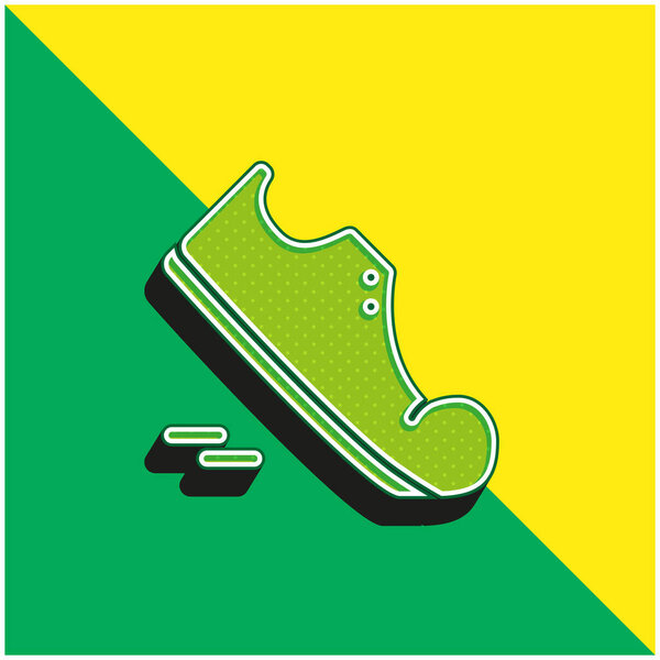 Зеленый и желтый современный трехмерный векторный логотип