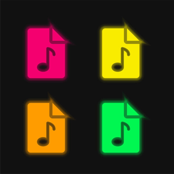 Audio File четырехцветная неоновая векторная иконка