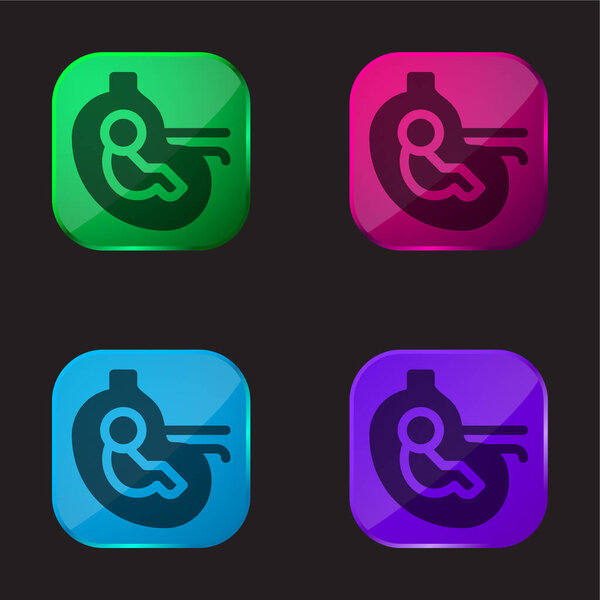 Baby four color glass button icon