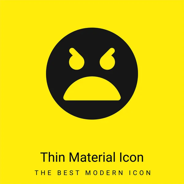 Angry Face Minimal Bright Yellow Material Icon — Stock Vector