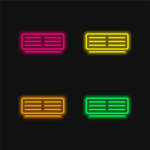 Air Conditioner Outlined Tool four color glowing neon vector icon