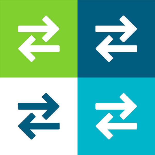 Arrows Couple To Opposite Directions Flat four color minimal icon set