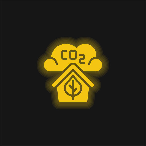 Air Quality yellow glowing neon icon