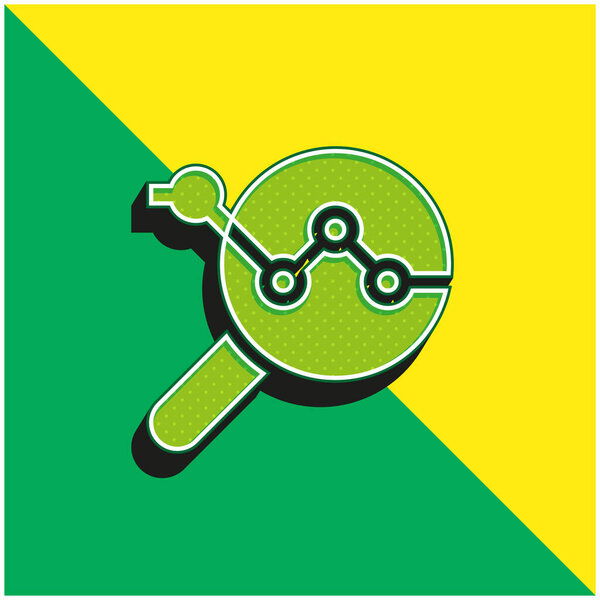 Аналитика Зеленый и желтый современный 3D логотип векторной иконки