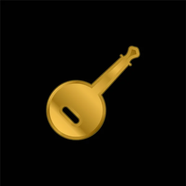 stock vector Banjo gold plated metalic icon or logo vector