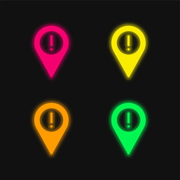 Alert four color glowing neon vector icon